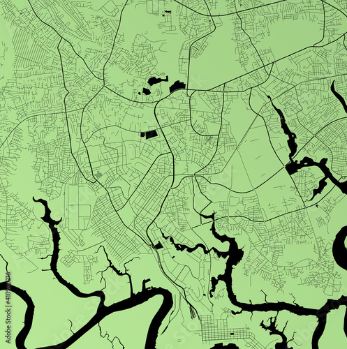 Port Harcourt, Rivers, Nigeria (NGA) - Urban vector city map with parks, rail and roads, highways, minimalist town plan design poster, city center, downtown, transit network, gradient blueprint