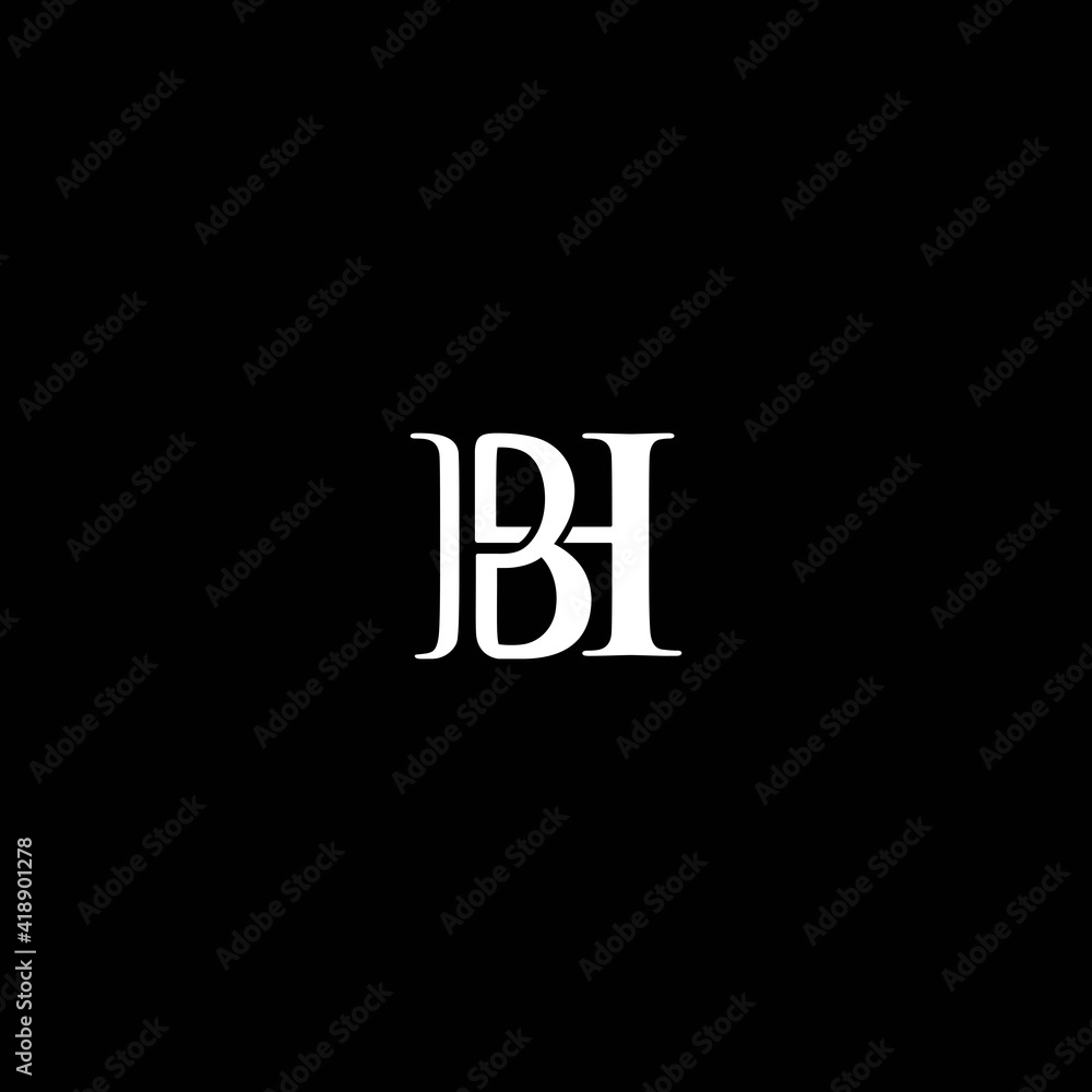 Initial letter BH, overlapping elegant monogram logo, luxury white color Initial letter BH, overlapping elegant monogram logo, luxury white color