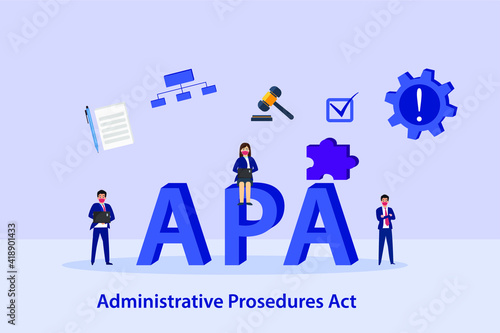 Administrative procedures vector concept: Group of business people stand with administrative procedures act 