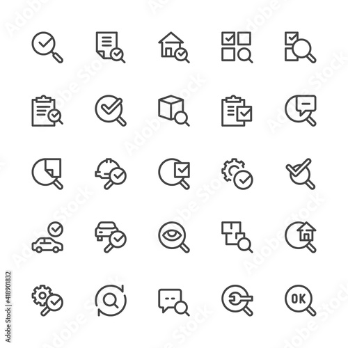 Inspection, Searching, Check, Testing, Examination. Simple Interface Icons for Mobile Apps. Editable Stroke. 32x32 Pixel Perfect.