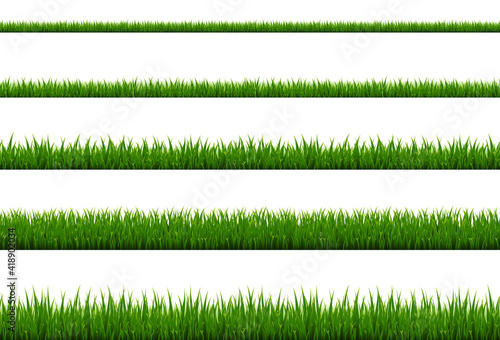 Green Grass Border Collection Isolated White Background , Vector Illustration