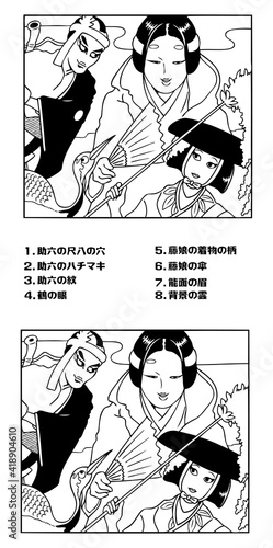 伝統芸能（間違い探しー答えつき）