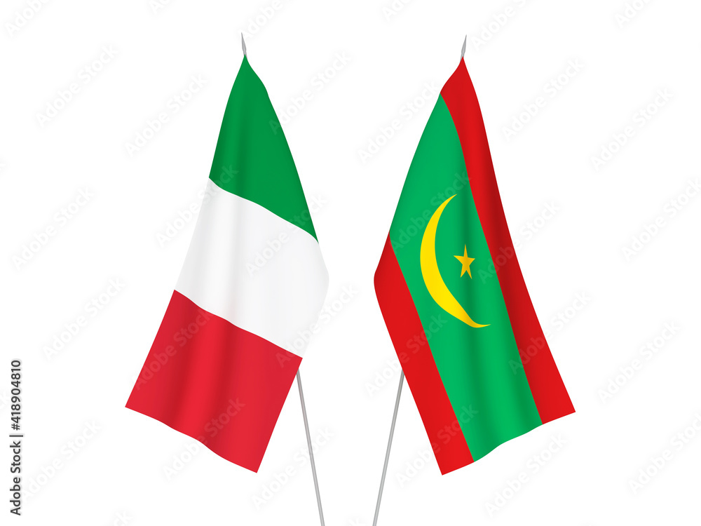 Italy and Islamic Republic of Mauritania flags Italy and Islamic Republic of Mauritania flags