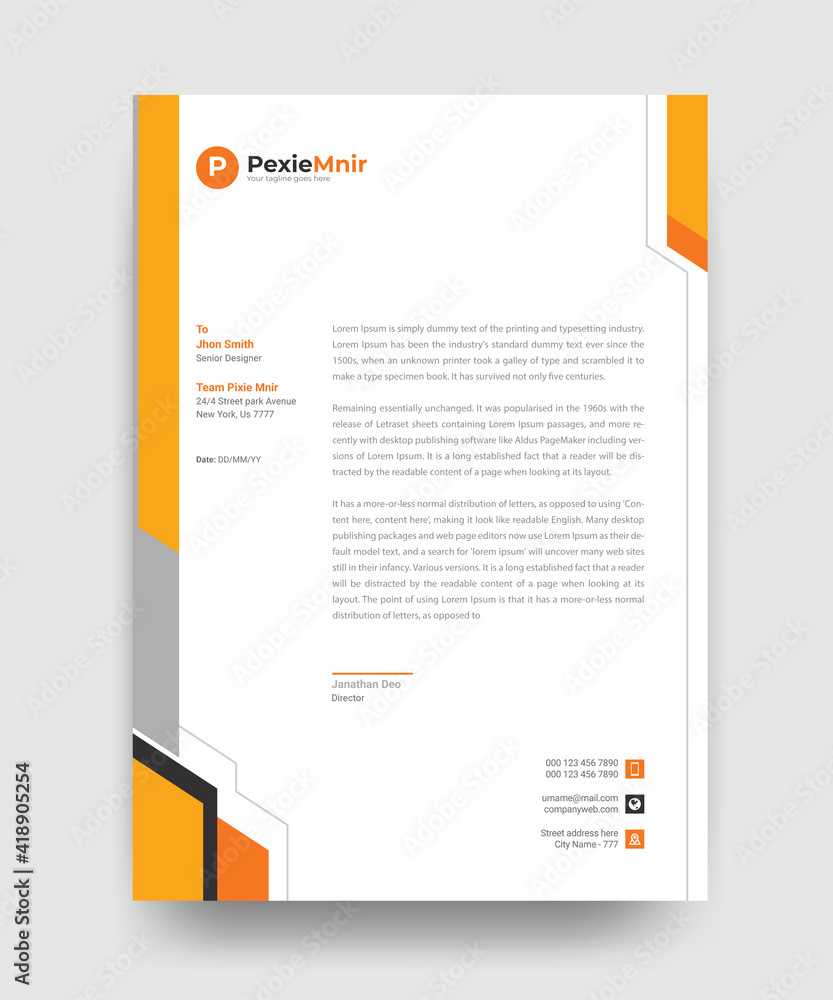 A4 Business letterhead template Pad design