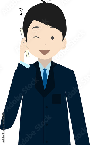 楽しそうに電話するビジネスマン