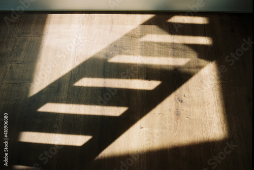 Film photo of a the shadows of a staircase