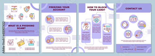 Biometric payments brochure template. Contactless payment. Flyer, booklet, leaflet print, cover design with linear icons. Vector layouts for magazines, annual reports, advertising posters