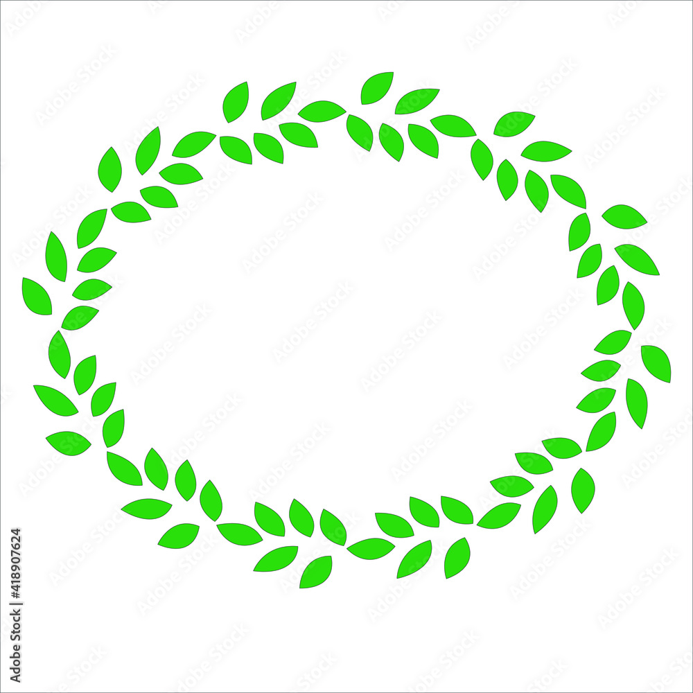 Frame of green leaves on a white background. Vector illustration. Postcard. Frame of green leaves on a white background. Vector illustration. Postcard.