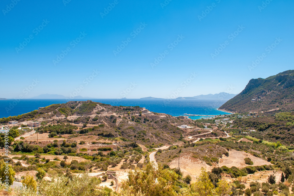 Landscape of the coast of the Agean Sea, Kos island,  Greece