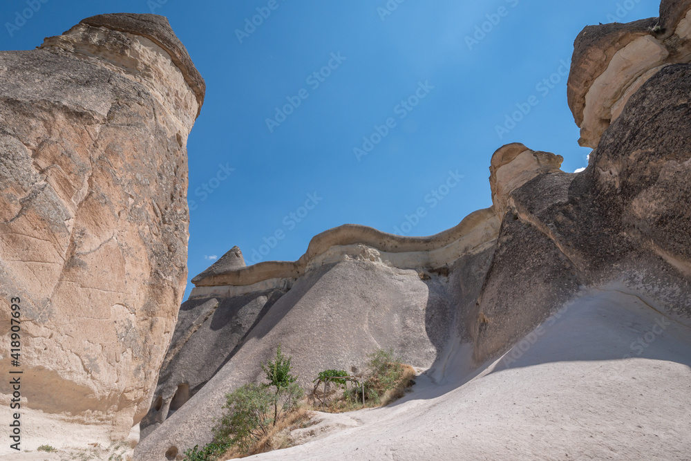 Fairy Chimneys, a popular touristic attraction in Cappadocia, Turkey