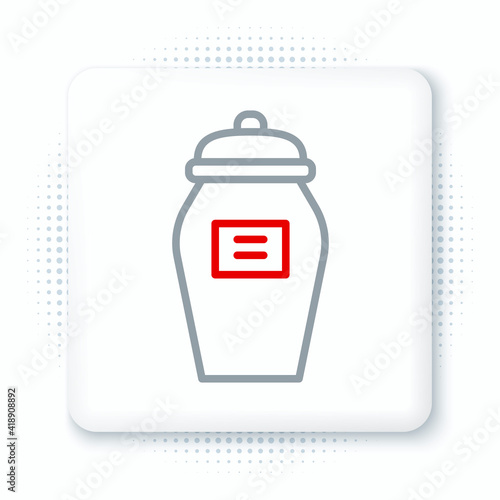 Line Funeral urn icon isolated on white background. Cremation and burial containers, columbarium vases, jars and pots with ashes. Colorful outline concept. Vector.