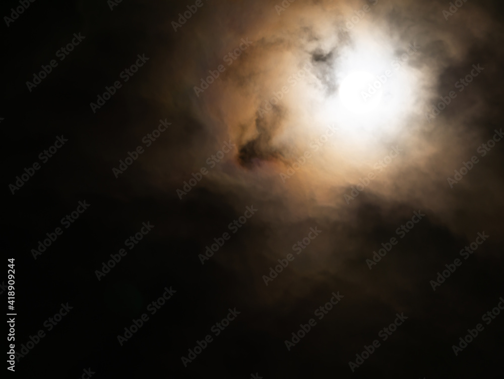 Bright Energy of The Moon Shines Through The Clouds Bright Energy of The Moon Shines Through The Clouds