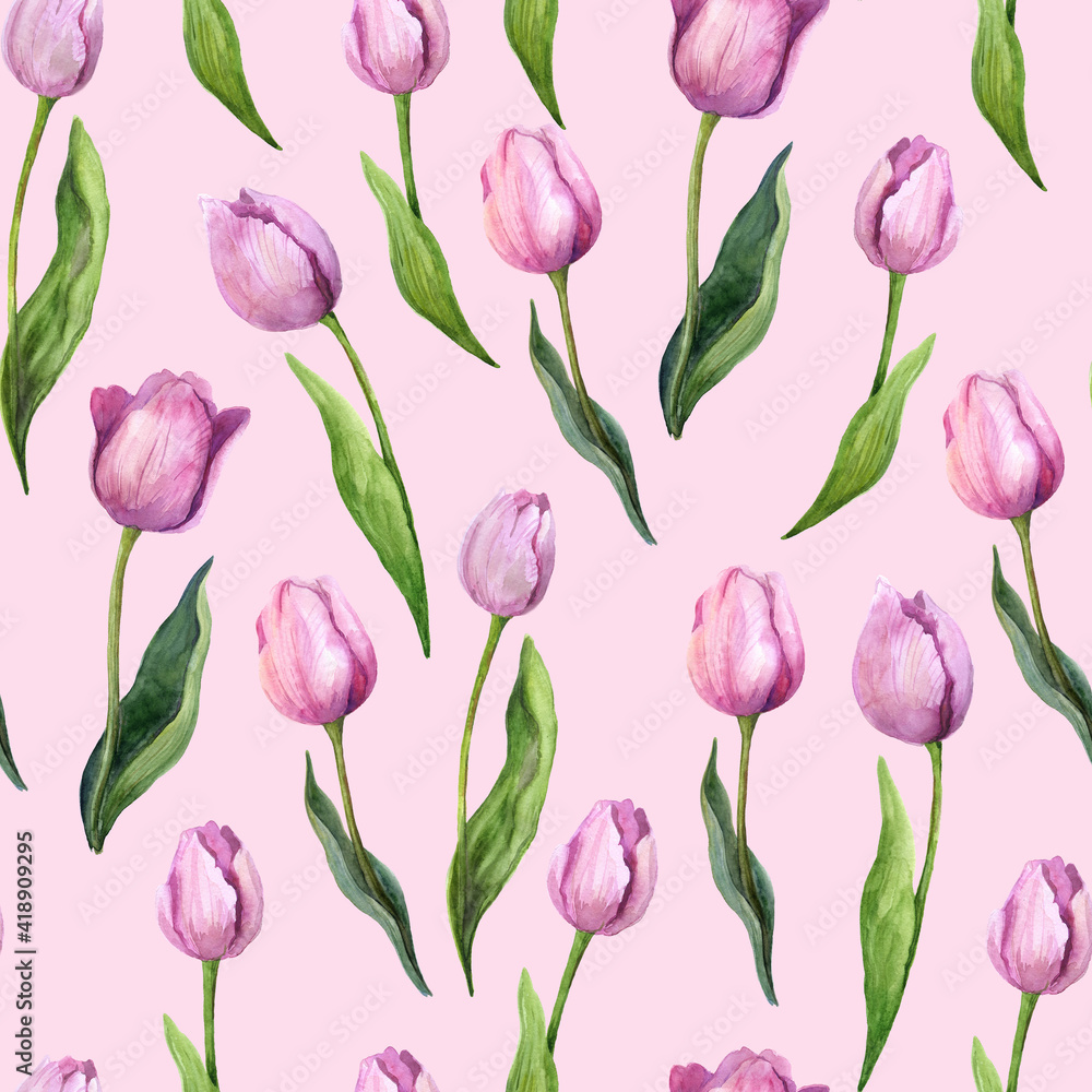 Obraz premium Watercolor seamless pattern. Beautiful floral pattern. Spring seamless pattern
