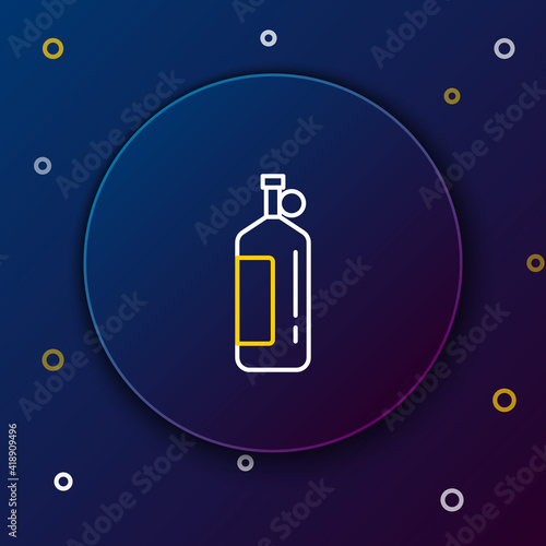 Line Aqualung icon isolated on blue background. Oxygen tank for diver. Diving equipment. Extreme sport. Diving underwater equipment. Colorful outline concept. Vector.