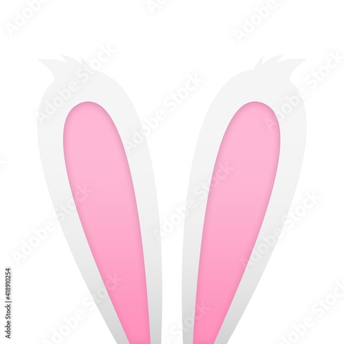 Funny white easter bunny ears - isolated vector graphic