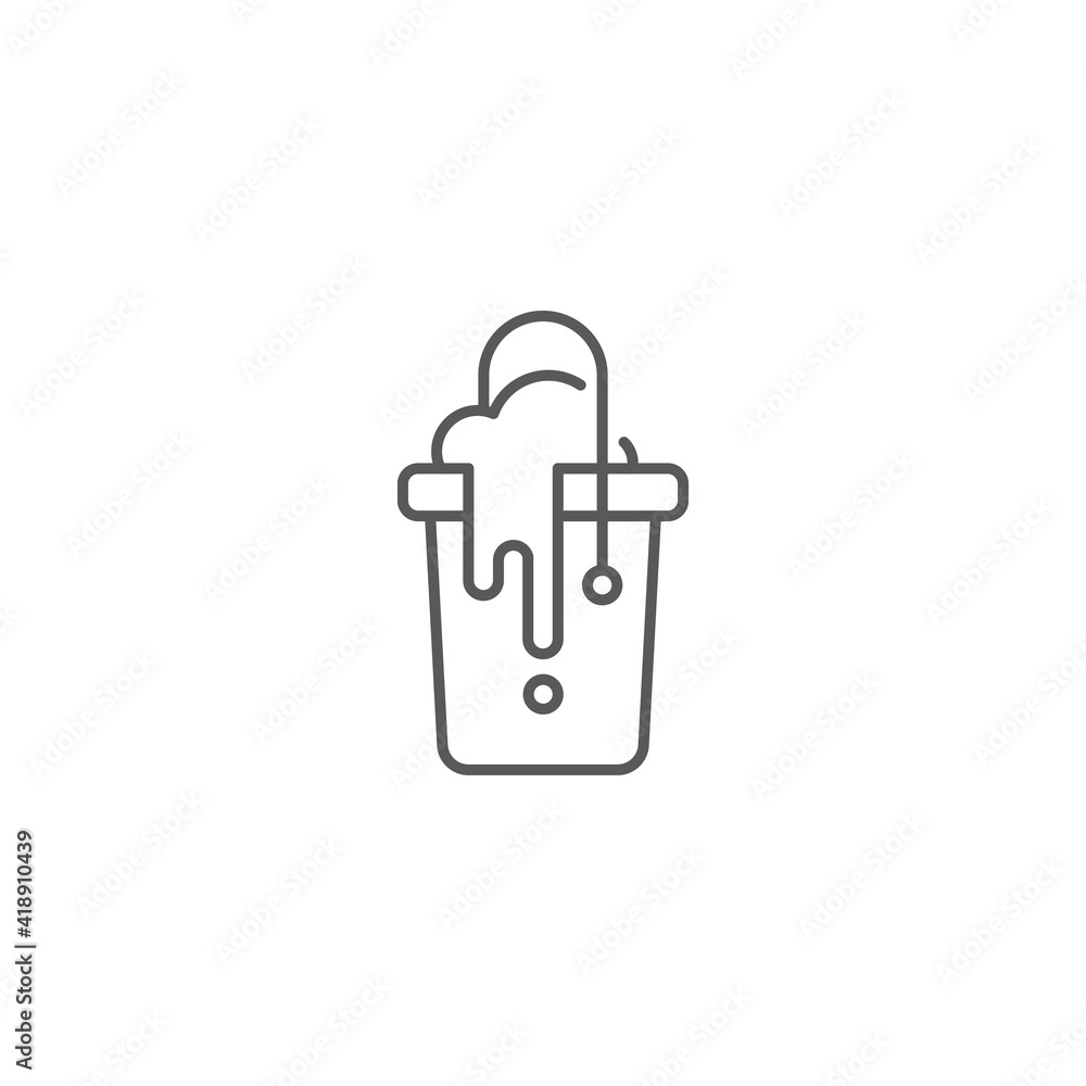 mop bucket with foam soap line icon linear style sign for mobile concept and web design bucket mop bucket with foam soap line icon linear style sign for mobile concept and web design bucket