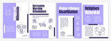 Religion and millennials brochure template. Religious issues. Flyer, booklet, leaflet print, cover design with linear icons. Vector layouts for magazines, annual reports, advertising posters