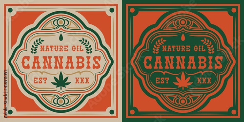 Vector badge of cannabis leaf for white and back backgrounds. Ideal for packaging and other many uses.