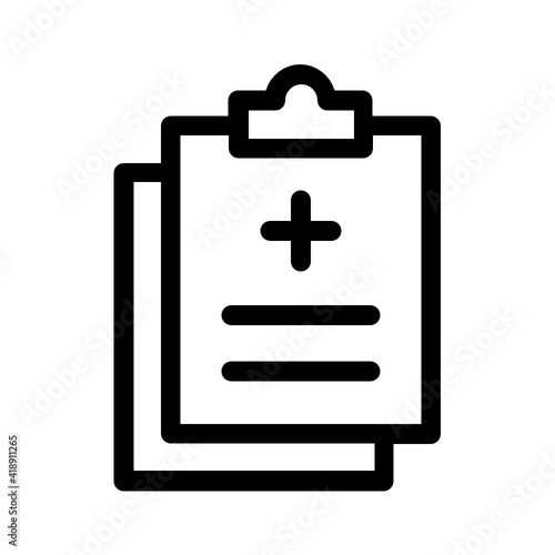 Medical report on clipboard showing results of lab testing vector icon © Icons-Studio