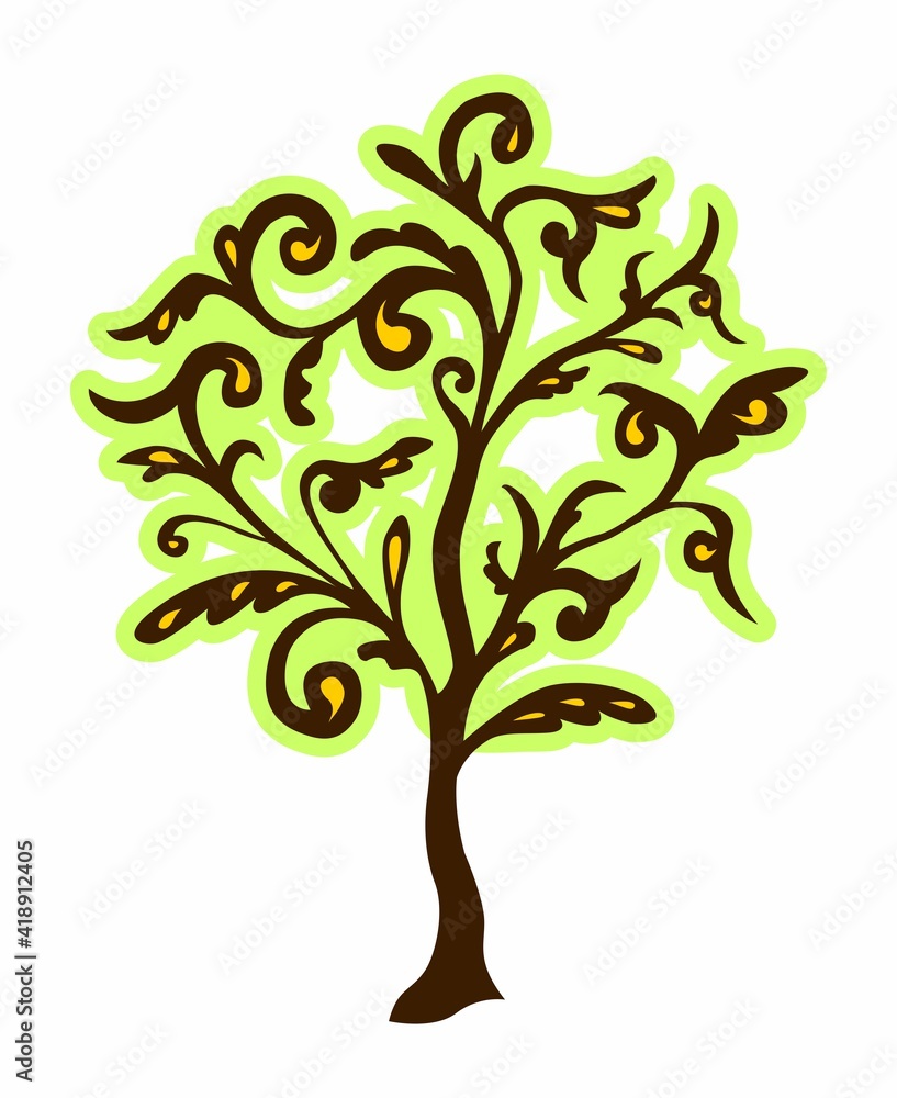 tree with leaves in form of oriental ornaments