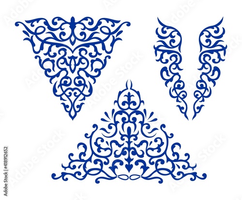 Beautiful oriental triangular floral ornaments