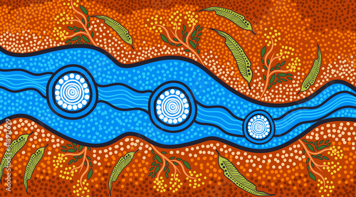 Aboriginal river painting - nature concept art