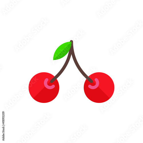 Cherry Flat Icon Logo Illustration Vector Isolated. Fruit and Healthy Food Icon-Set. Suitable for Web Design, Logo, App, and Upscale Your Business.