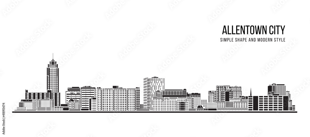 Cityscape Building Abstract Simple shape and modern style art Vector design -  Allenttown city
