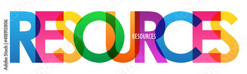 RESOURCES colorful vector typography banner isolated on white background