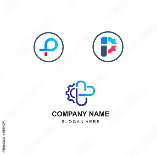 logo for clinic medical equipment letter p