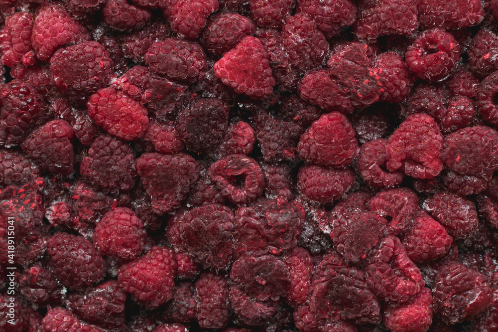 Frozen raspberries in their own juice Frozen raspberries in their own juice