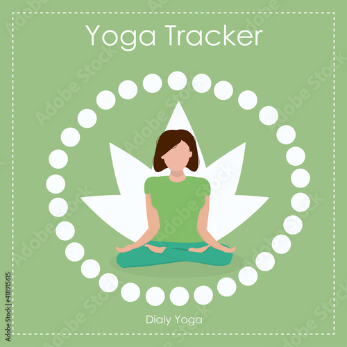 vector illustration of a 30-day yoga challenge. Habit tracker