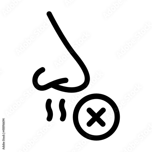 Loss of smell, anosmia coronavirus symptom vector icon photo