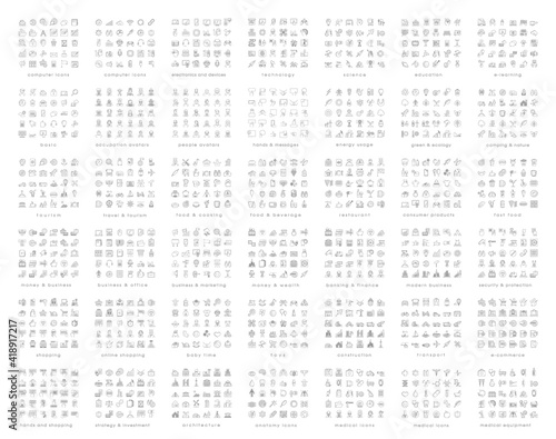 Set of premium quality line icons. Large collection of  vector icons. Infographics elements collection. Web graphics.