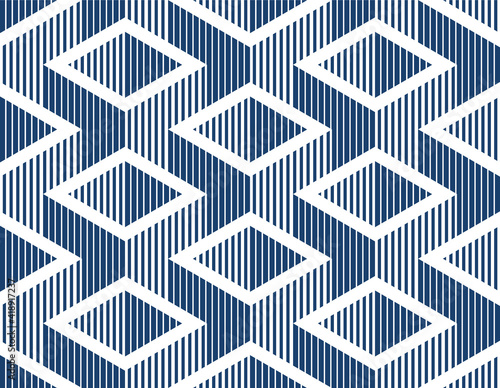 Seamless isometric lines geometric pattern, 3D cubes vector tiling background, architecture and construction, wallpaper design.