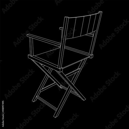 Director movie workplace chair. Wireframe low poly mesh vector illustration photo