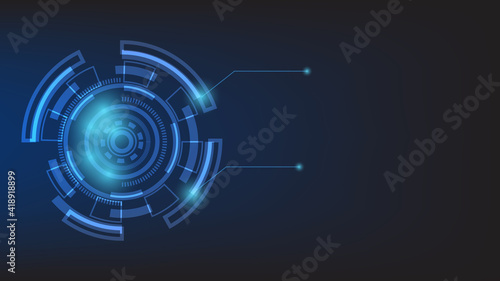abstract futuristic technology background. virtual Hi tech circle HUD screen with glowing light and copy space for text and information. modern presentation design concept