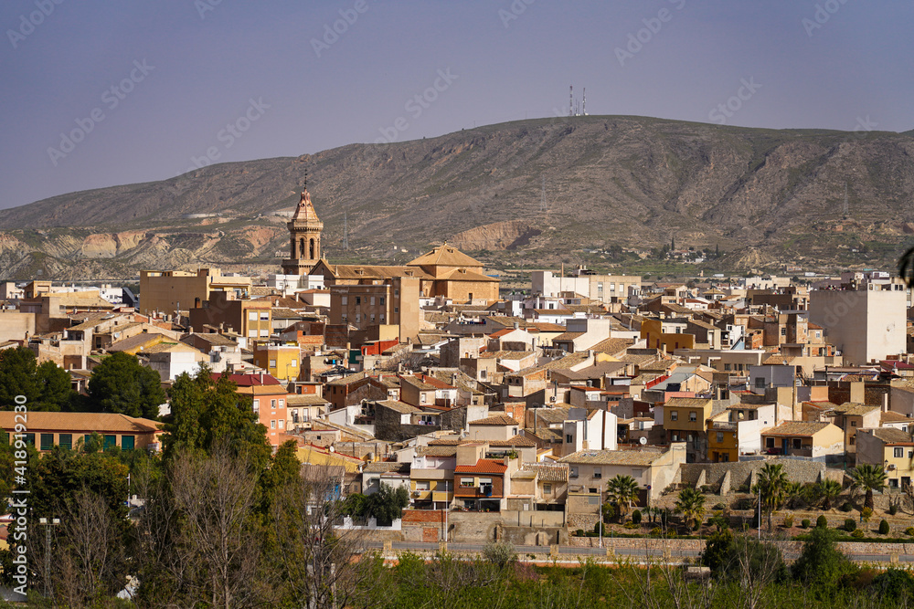 Cieza with its church, Parroquia La Asuncion in the Murcia region in Spain