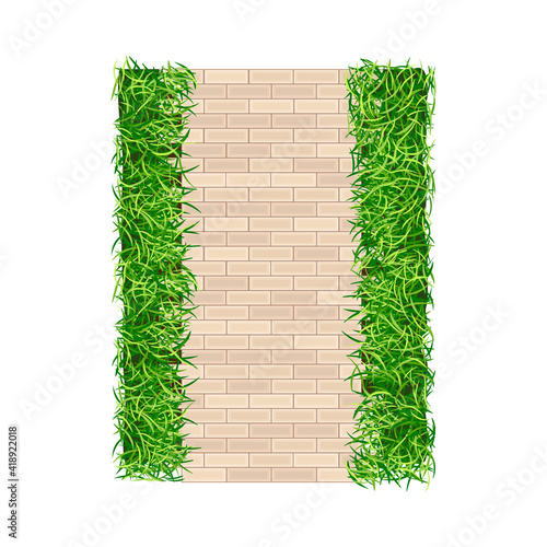 Walkway or Pavement of Flagstone as Outdoor Floor Covering and Landscape Design Vector Illustration