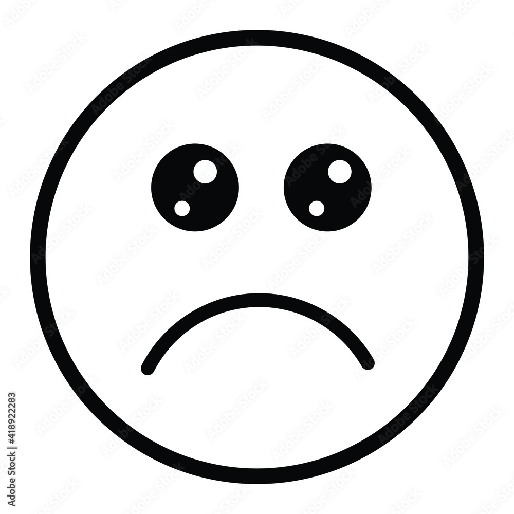 Fototapeta premium Cute thin line frowning emoji face. Royalty free and fully editable.