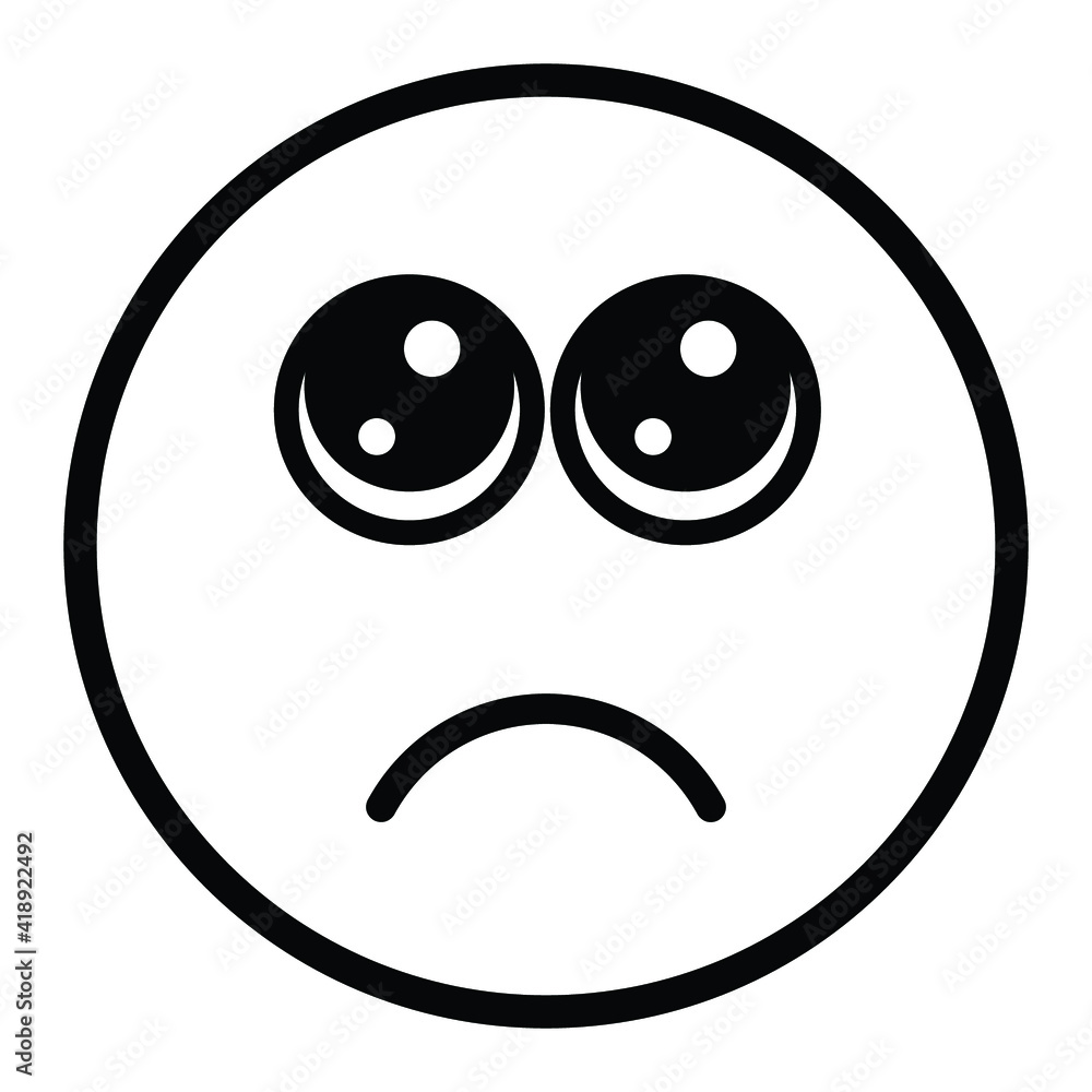 Fototapeta premium Cute thin line pleading emoji face. Royalty free and fully editable.