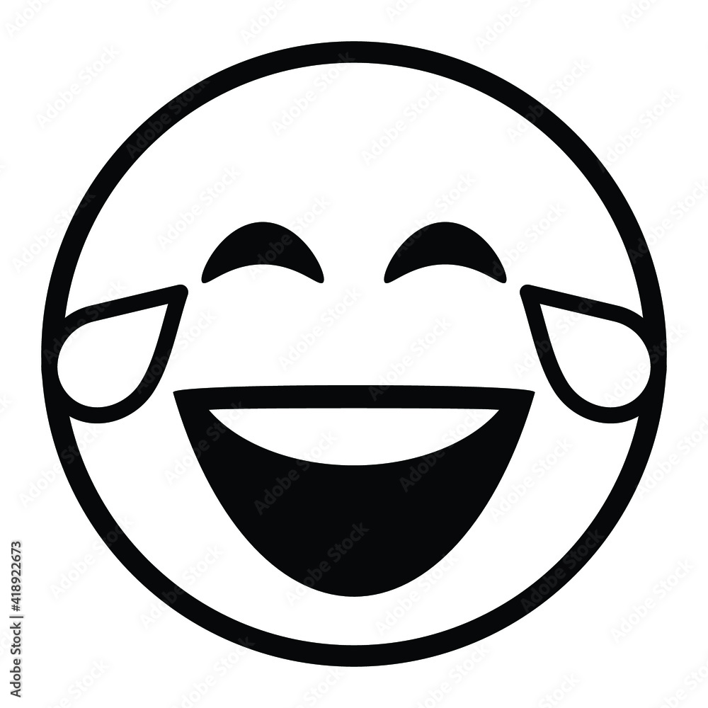 Cute thin line tears of joy emoji face. Royalty free and fully editable. Cute thin line tears of joy emoji face. Royalty free and fully editable.