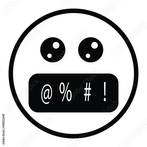 Cute thin line symbols on mouth emoji face. Royalty free and fully editable.
