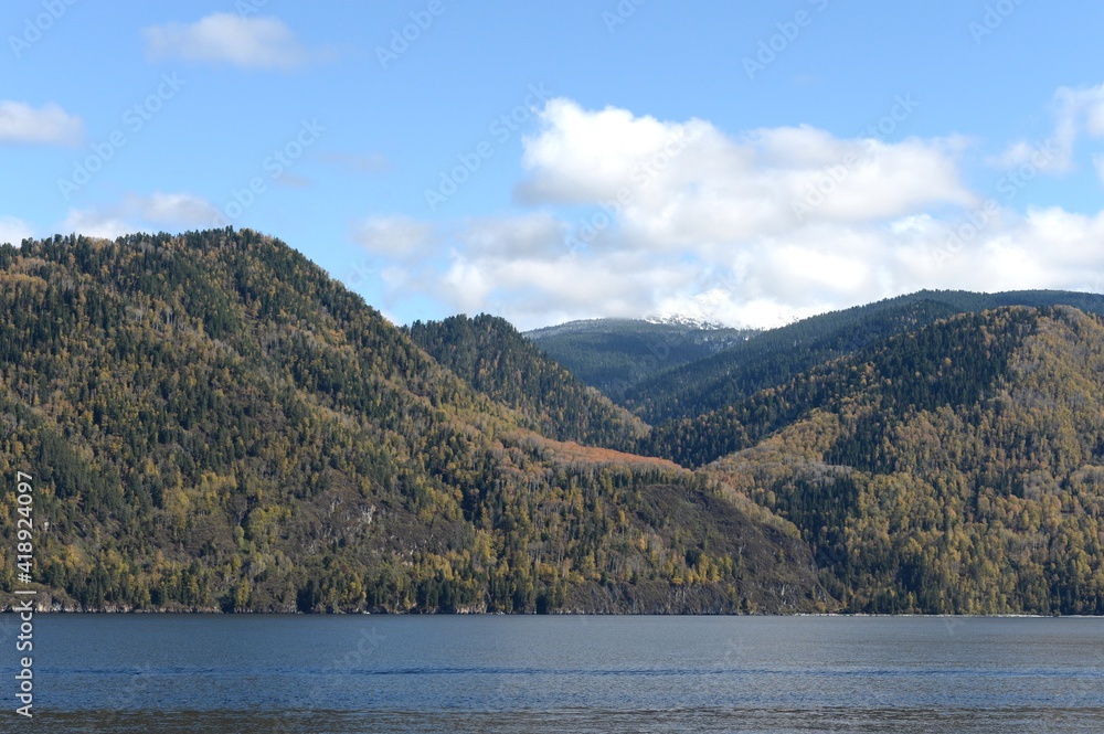 Teletskoye Lake in the north-east of the Altai Mountains. Altai Republic. Western Siberia. Russia