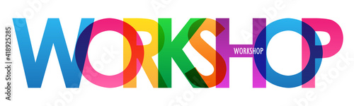 WORKSHOP colorful vector typography banner isolated on white background