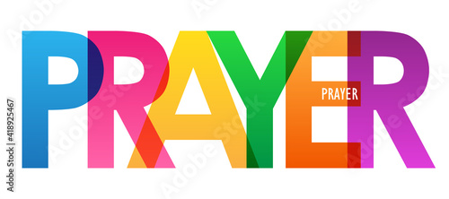 PRAYER colorful vector typography banner isolated on white background