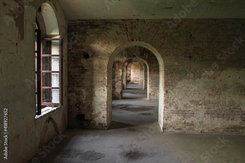 Old brick rooms in the fifth fort of the Brest Fortress
