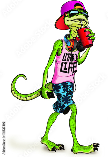 Vector Lizard on the beach
