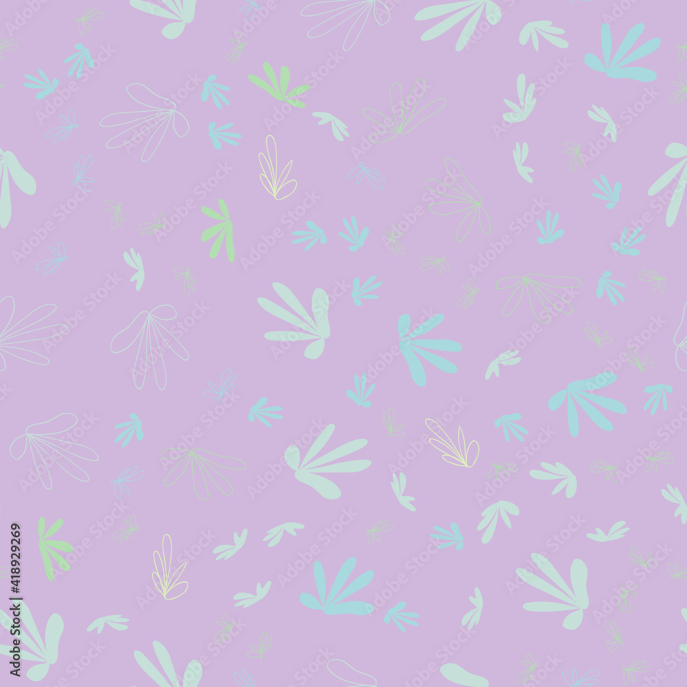 Seamless floral pattern. Endless repetition in a hand-drawn style. Botanical design for textiles, natural fabrics, packaging, wallpaper or decor. Lilac background. Gypsy style. Vector Seamless floral pattern. Endless repetition in a hand-drawn style. Botanical design for textiles, natural fabrics, packaging, wallpaper or decor. Lilac background. Gypsy style. Vector