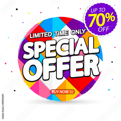 Special Offer  up to 70  off  sale banner design template  discount tag  promotion poster  vector illustration
